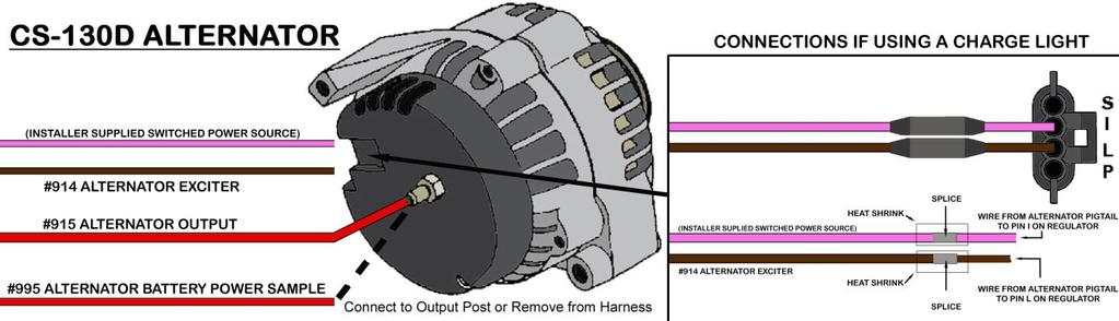 *In factory applications where this alternator was used this resistance was created through a charge indicator light.