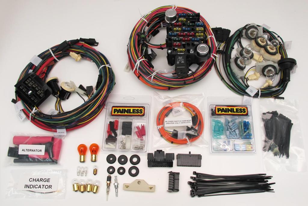 CONTENTS OF THE PAINLESS WIRE HARNESS KIT Refer to the Contents Figure (on the next page) to take inventory. See that you have everything you re intended to have in this kit.
