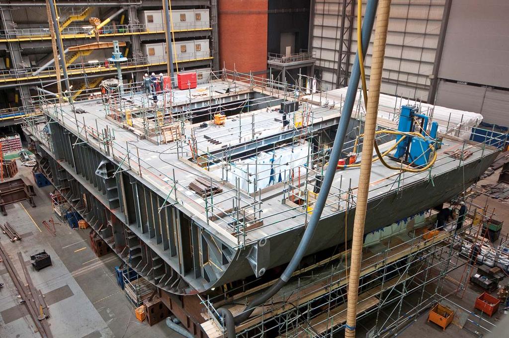 (Lower Block 2 build ring being constructed at Portsmouth in readiness for the diesel generators)
