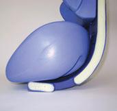 Seating surface modules are soft for comfort, but are supported by the seat shell to maintain proper position.