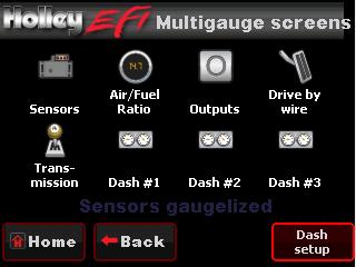 29.0 Custom Setups 29.1 Dash Setup Up to three (3) Custom gauge layouts can be created on the 3.5 Touch Screen.