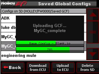 Figure 84 - Upload Status Screen Figure 85 - Global Folder Download to SD Card Status Screen