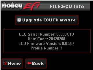 memory, from here any file may be saved to the SD card and viewed through the Holley EFI PC