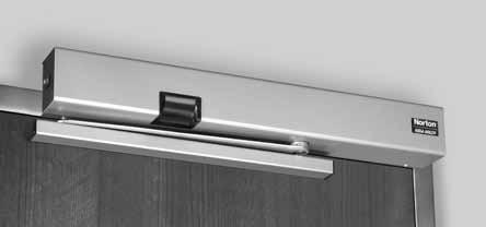pull side Surface mounted to the pull (hinge) side frame face Slide track mounts directly to door Minimum 4" ceiling clearance required 1/8" (3mm) maximum frame reveal Handed Standard units
