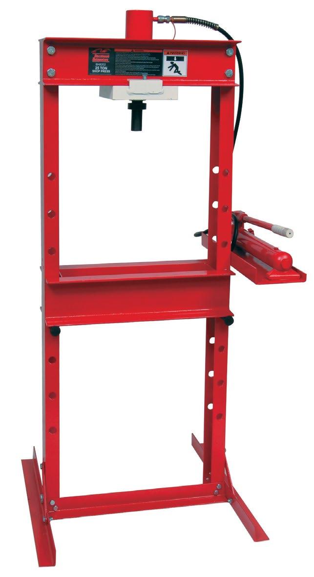SHOP PRESS with HAND PUMP Ideal for the removal or installation of gears, universal joints, pulleys, wrist pins, and other various press jobs Excellent for bending, bonding, or straightening