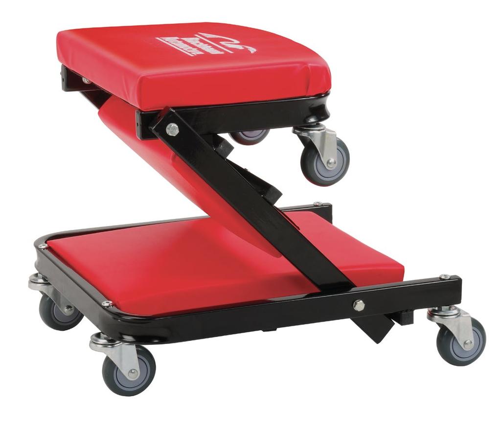 FOLDABLE CREEPERS Transforms with no tools in seconds Padded seat and headrest Polyurethane, oil resistant, full bearing casters for easy