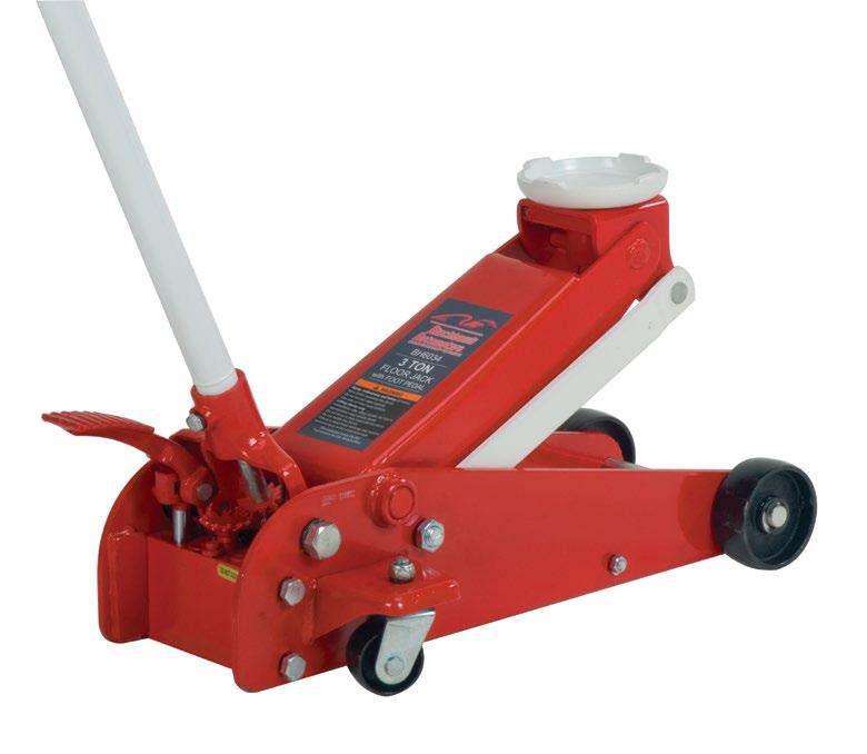 SERVICE JACK A built-in by-pass device protects hydraulic system from over pumping damage Metered release system allows for precise load control Largest saddle in category Extra wide wheels and solid