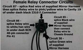 Figure 4 Part A: 2013 to present Ram Aftermarket mirror/ display / Aftermarket NAV Using a commonly available Single Pull Dual Throw Relay (Figure 3), splice the leads of the supplied Mirror Harness