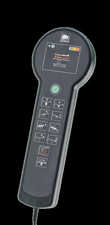 The hand-held control unit features a battery charge indicator as well as an activation key to prevent an accidental triggering of table