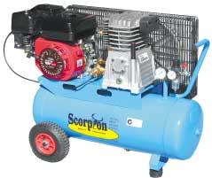 XR1750P 6.5hp Petrol Air Compressor Belt Drive Scorpion Engine Filter/Regulator 50lt Tank 150psi Disp 473L/min Fad 376L/min 2999 Model: DY2500L 5.