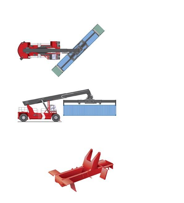 Flexible Container Handling Dedicated for handling laden containers and trailers DRD450-80 with a lift capacity of 45 tonnes is a complement to the range of Kalmar Reachstackers when it comes to