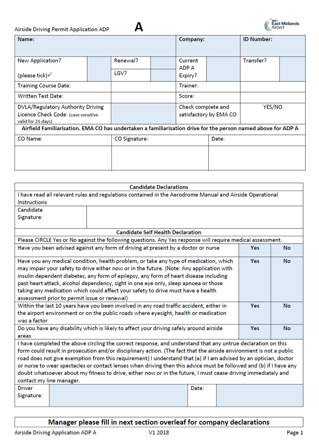 Appendix 2 A Permit Application Form