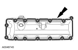 Page 28 of 41 64. Tighten the bolts in the sequence shown. 65. If a new gasket is being installed, apply instant adhesive completely around the gasket groove in the RH valve cover.
