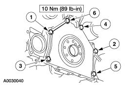 Page 34 of 41 Apply a 4-mm (0.16-in) bead of silicone gasket and sealant around the rear oil seal retainer sealing surface. 84.