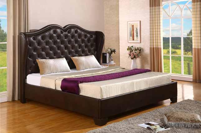 B70 299 Queen B70 319 CK/EK B70 Leath-Aire - Saddle Brown Headboard Tufted Upholstered Wingback Bed