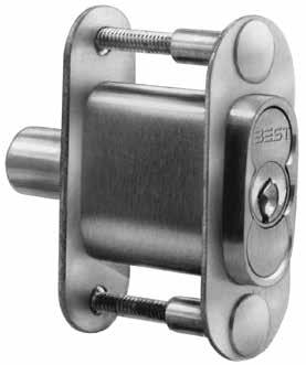 To lock 2S75, operate key and push case IN through door to engage bolt retaining pin behind strike plate in opposite door. 5 x TBM 3/4 to 1 5/8 1/2 dia. x 7/16 bolt engagement.