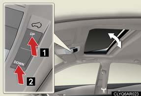 Moon Roof (If Equipped) Opening and closing Opens The moon roof stops slightly before the fully opened