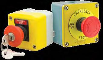 Emergency Stop Standard Duty TMS08 Available in kits. Components also available separately. Metal & polymer housings. Multiple actuator types available including locking version.