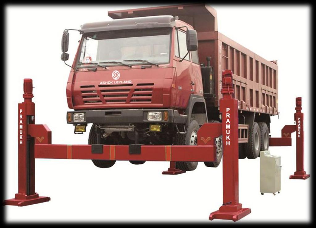 ::: FOUR POST LIFT FOR HEAVY VEHICLES ::: :: Model :- SS-JJ20B :: Effective span Power voltage Weight 1. 2. 3. 4. 5. 20.0Ton 1700mm 3200mm 2.2kw x 4 415V, 3ph 2100kg 30.0Ton 1700mm 3200mm 3.