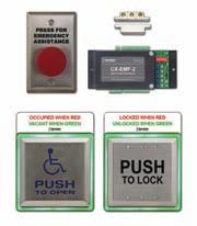 00 As above, CM-45/854SE1 4 1/2 Illuminated Push Plate Switch (PUSH TO LOCK), with sign and CM-45/454SE1 4 1/2 Illuminated Push Plate (Wheelchair symbol and PUSH TO OPEN), with sign.