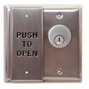 Listed Components Compliant Heavy Duty Stainless steel 2 x 4 (50mm x 101mm) push plate conforms to new OBC requirements Key switch easily enables/disables push plate switch MODELS Minimal actuation