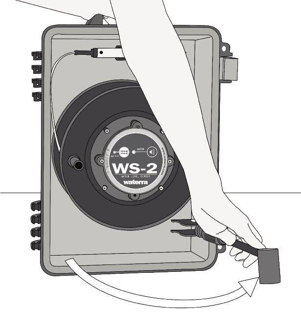 Operators will typically find it easiest to open the ReelCase meter by holding the handle on the lid in