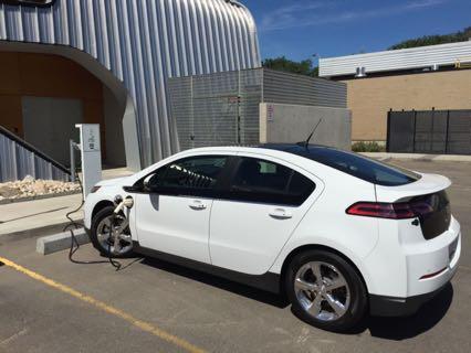 Focus on Electric Electricity widely available, accessible, affordable Can be produced from renewables Tesla plugged in at Jasper Place Library