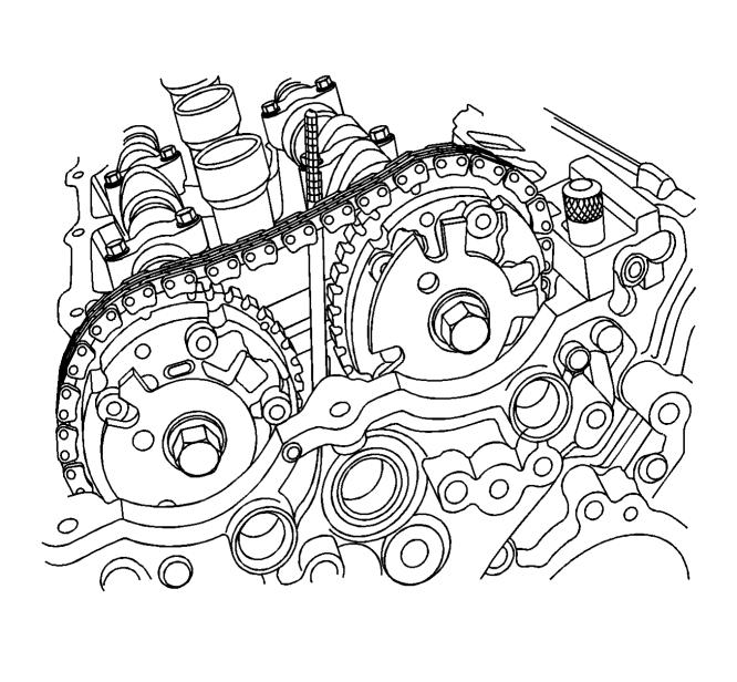 Note: Do not move or disturb the EN49982 retainer components after their installation or the timing chains may be lost inside the front cover. 26.