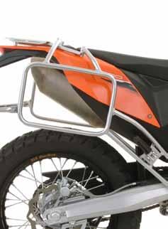 780 Pannier Rack KTM 690 Enduro / Enduro R The pannier rack for the KTM 690 Enduro is made of 18 mm stainless steel tube, which guarantees a particularly high level of stability even off the beaten