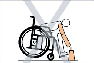 DIAGRAM 6. DO NOT attempt to reach for an item in front of the wheelchair, instead pull up next to the item and reach for it from the side of the wheelchair.