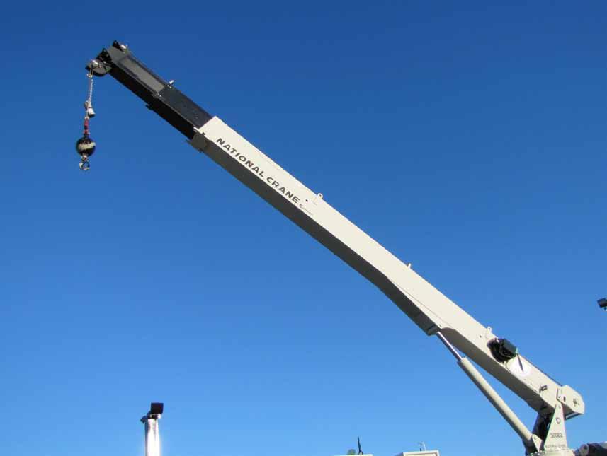 Bearings on the boom extension and retract cables can be greased through access holes in the boom side plates Removable winch allows the internal telescoping cylinder to