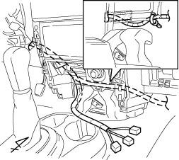 Route and secure the V3 harness to the vehicle harness with one medium wire tie in the glove area. (Fig. E 5) 6.