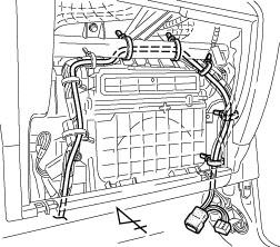 Route and secure the V3 harness to the vehicle harness with three medium wire ties above the passenger side cowl area. (Fig.