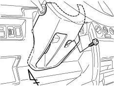 6. Remove the two screws securing the lower steering column cover behind the steering wheel. (Fig. A 5) i.