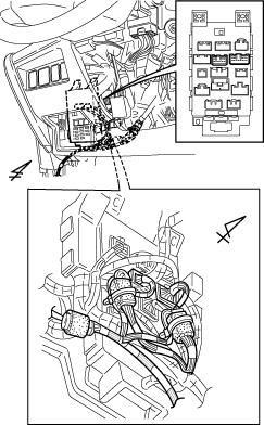 Secure the 9P connectors and 13P connectors to the vehicle harness with two large wire ties. (Fig. C 10) 21. Route the V3 harness toward the lower part of steering wheel. (Fig. C 11) 22.