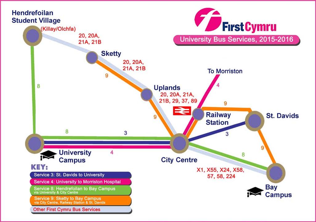 Travel to the Bay Campus The opening of the Bay Campus means that there are likely to be more staff and students than ever travelling across Swansea to the Bay Campus, to the Singleton Park Campus,