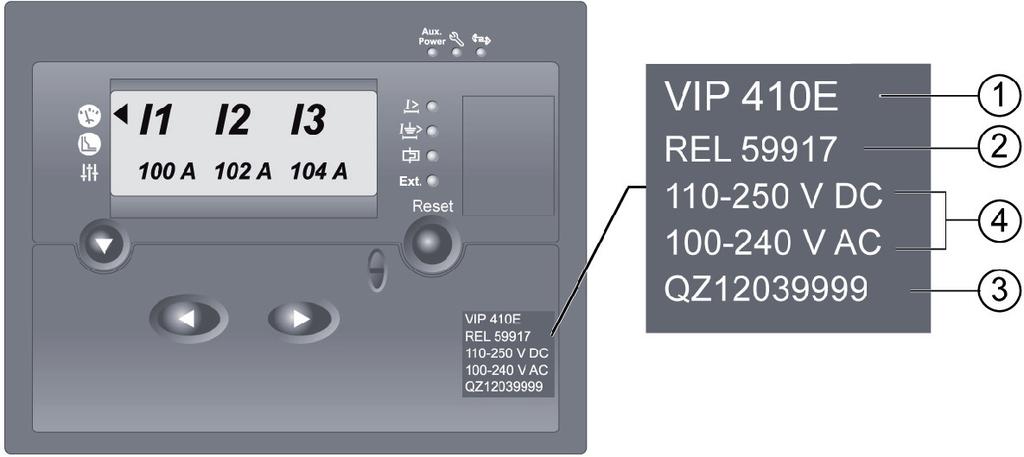 VIP400 1: identification code 2: reference 3: supply voltage 4: serial number VIP410 Precautions VIP installed in a cubicle Phase Current Sensors bbtransport VIP relays can be transported by all