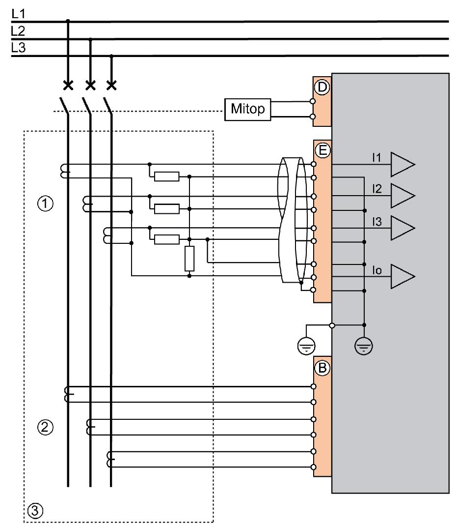 Instructions for putting into operation the protection relay for circuit- breaker SFset - Instructions for use Current sensor connection block diagram 1 : metering windings 2 : VIP power supply