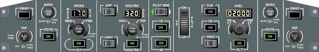 02-70-15 F2000EX EASY PAGE 6 / 14 CODDE 1 CONTROL AND INDICATION AUTO-THROTTLE ENGAGEMENT FIGURE 02-70-15-06 GUIDANCE PANEL Push on A/T pushbutton to engage auto-throttle.