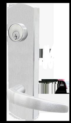 The control of stairwells in high-rise buildings is a common application for this trim, where electric pullback of the exit device s latch bolt is cost prohibitive or not required.