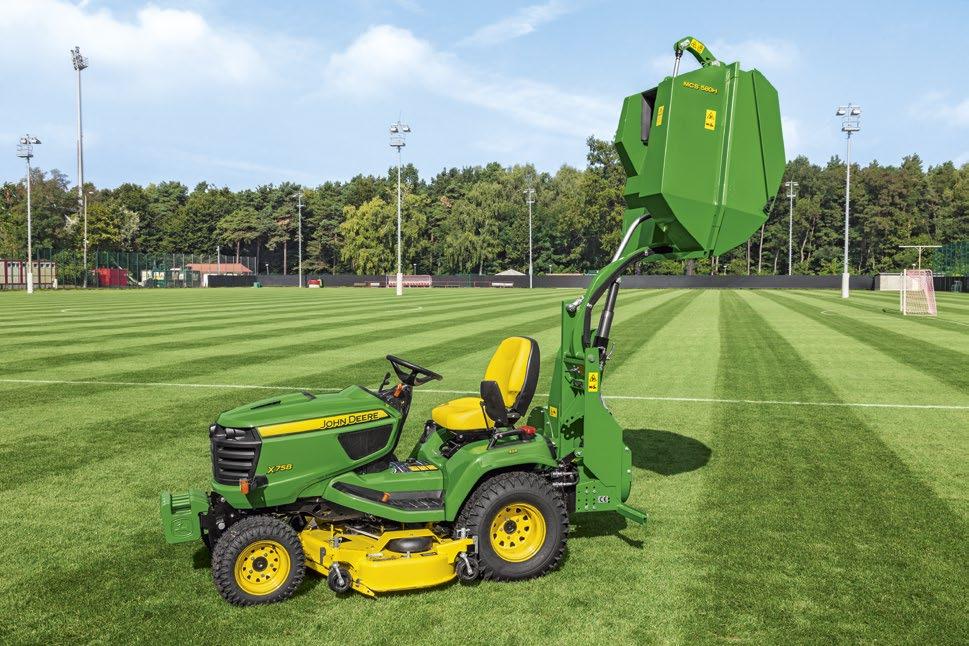 33 X700 Series* Material collection systems The MCS 580 material collection system collects grass clippings while you mow, then lets you dump them quickly.