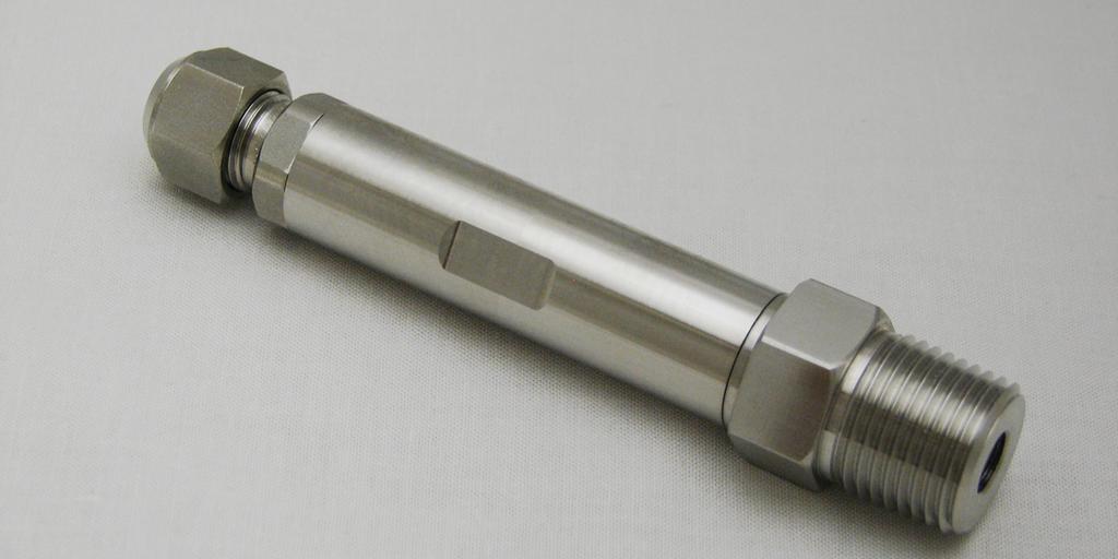 DCIM-2Mini Downhole Chemical Injection Check Valve Specifications: Connection: 1/4" or 3/8 Tubing Size: O.D..740" Length: 5" Crack Pressure: 150 Psig MAOP: 8000 Psig Flow: 5 GPM @ 250 Psig Materials: