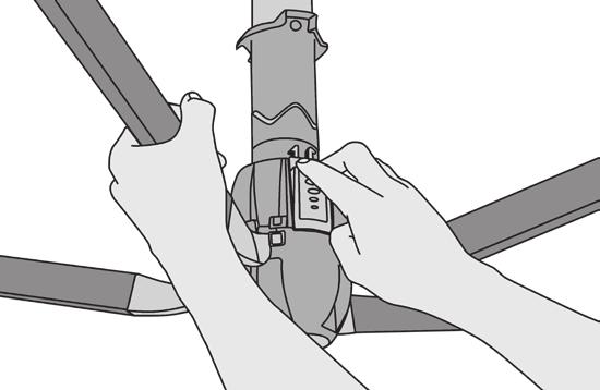 Release the lower cross assembly by gently lifting an arm up to relieve the lock (Fig. 5). 2. Pull down the latch gently to release 3. Lower the arm and cross assembly until closed (Fig. 5a) 4.