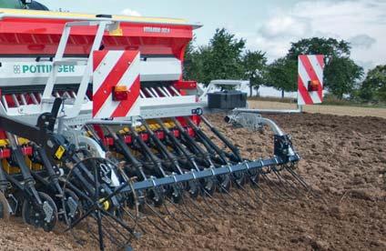 No additional adapters required if press wheels are fitted Standard single-row harrow tine The tines are positioned