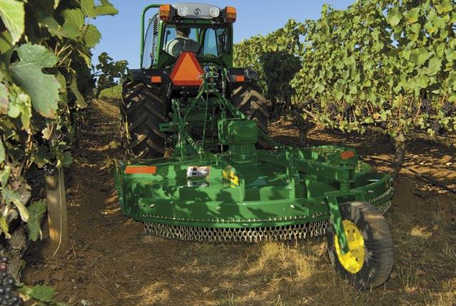 MX5 MX6 MX7 MX8 MX10 M X6 M X 7 M X8 MX6 with 5105 Tractor mowing in a vineyard.
