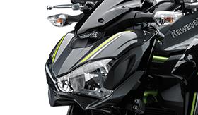 Houses a dual-bulb headlamp with single position lamp. Sharp meter cover contributes to the aggressive Z styling.
