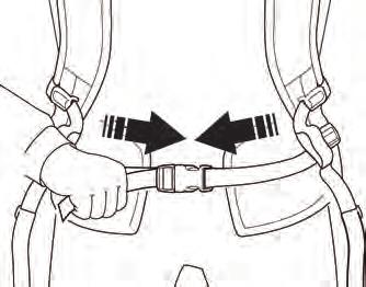 3. Tighten the hip strap until you feel the weight of the product on your hip. 4. Tighten and adjust the chest strap for the best operation position.