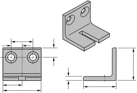 1" 3-1/2" 1/2" 4" 1/2" Angle Bracket for Mounting HD Arms on Flush