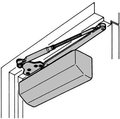 D-3550 / D-3551 Series Door Closer Specifications Closer mounted on PUSH side of door Can be templated for either 120 or 180 (when butt, frame and wall conditions