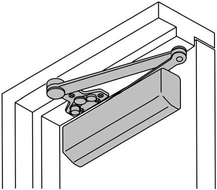 D-3550 / D-3551 Series Door Closer Specifications EDA, H-EDA, S, CS, HS and HCS Closer mounted on PUSH side of door Can be templated for either 120 or 180 (when butt, frame and wall